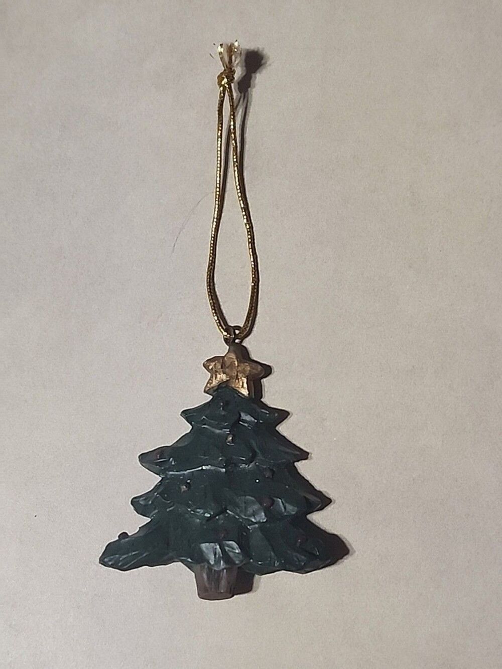Mini Resin Christmas Tree Ornament with Gold String Holiday Home Decor